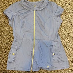 Size MEDIUM Jaanuu Gray Collared Zip-Up Scrub Top